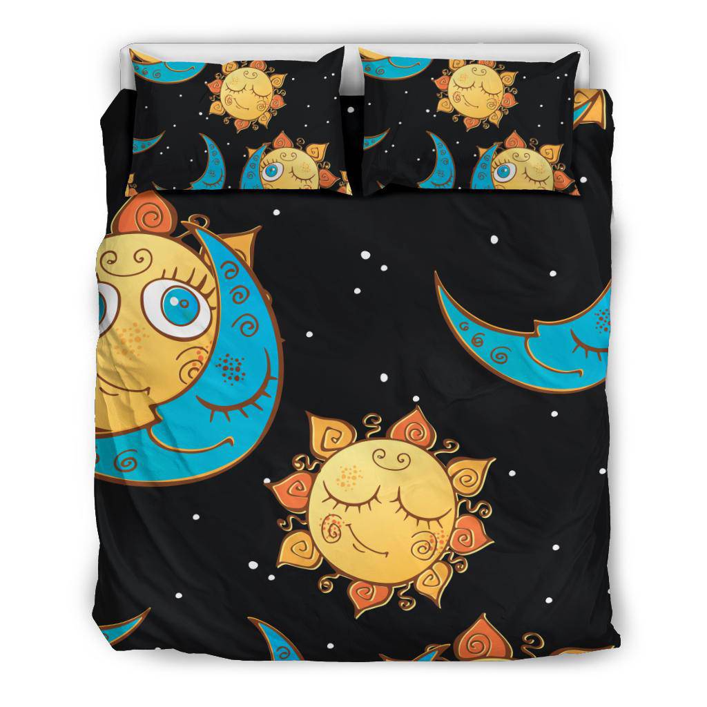 Sun Moon Stars Black Bedding Set - Top Content | POD Collection | Free Shipping