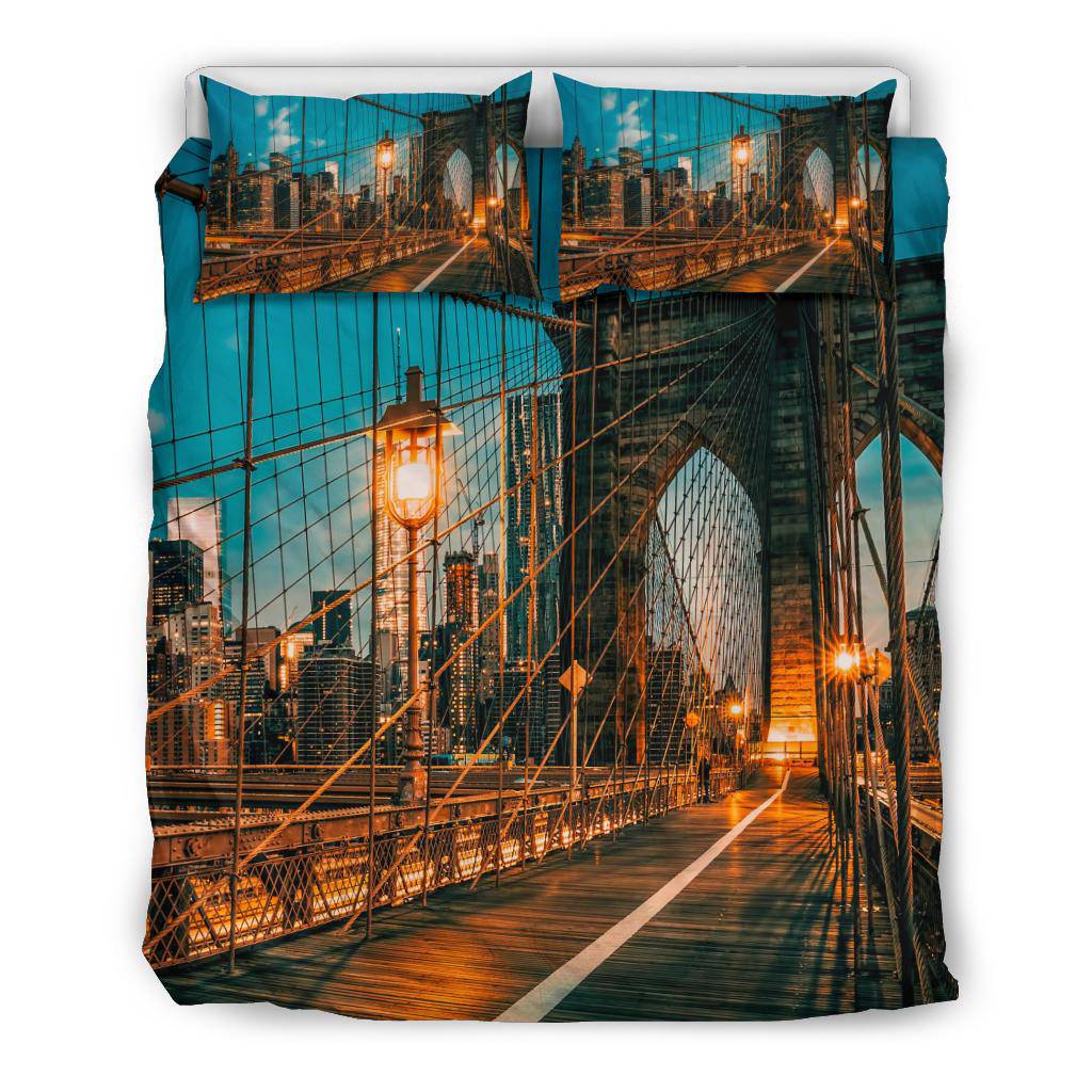 Brooklyn Bridge New York City America Lights Night Sky Bedding Set - Top Content | POD Collection | Free Shipping