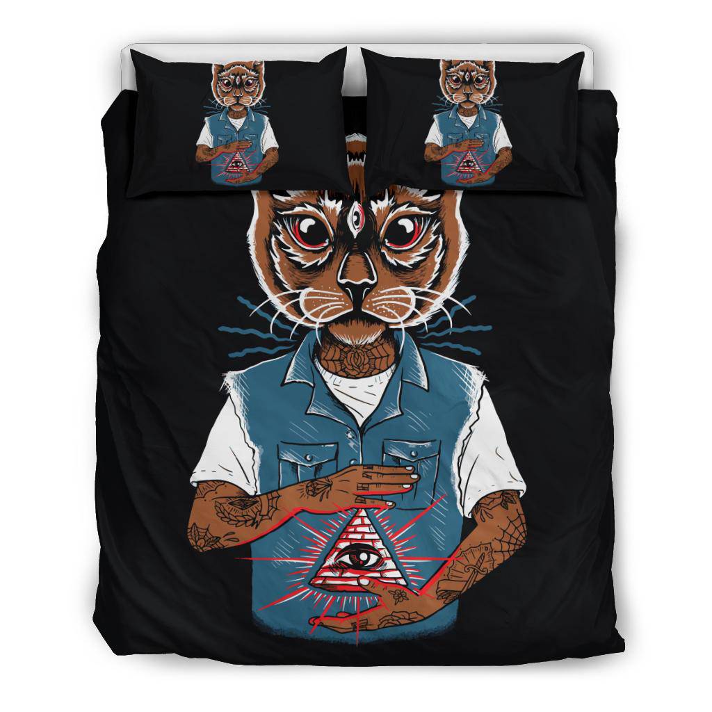 Brown Cat Illuminate Eye Bedding Set - Top Content | POD Collection | Free Shipping