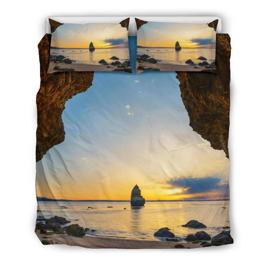 Camilo Beach Sunset Portugal Algarve City Cave Sea Sand Bedding Set - Top Content | POD Collection | Free Shipping