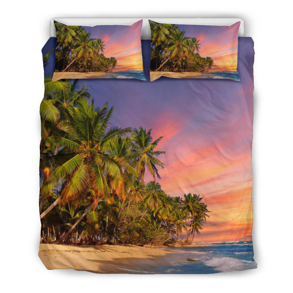 Coconut Beach Palms Sand Sunset Seaside  Bedding Set - Top Content | POD Collection | Free Shipping