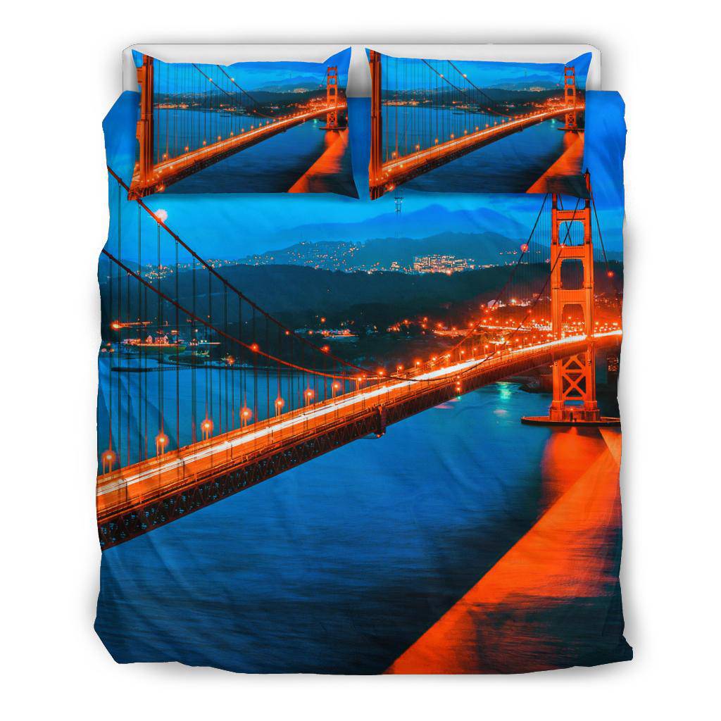 Famous Golden Gate Bridge San Francisco USA Night Bedding Set - Top Content | POD Collection | Free Shipping