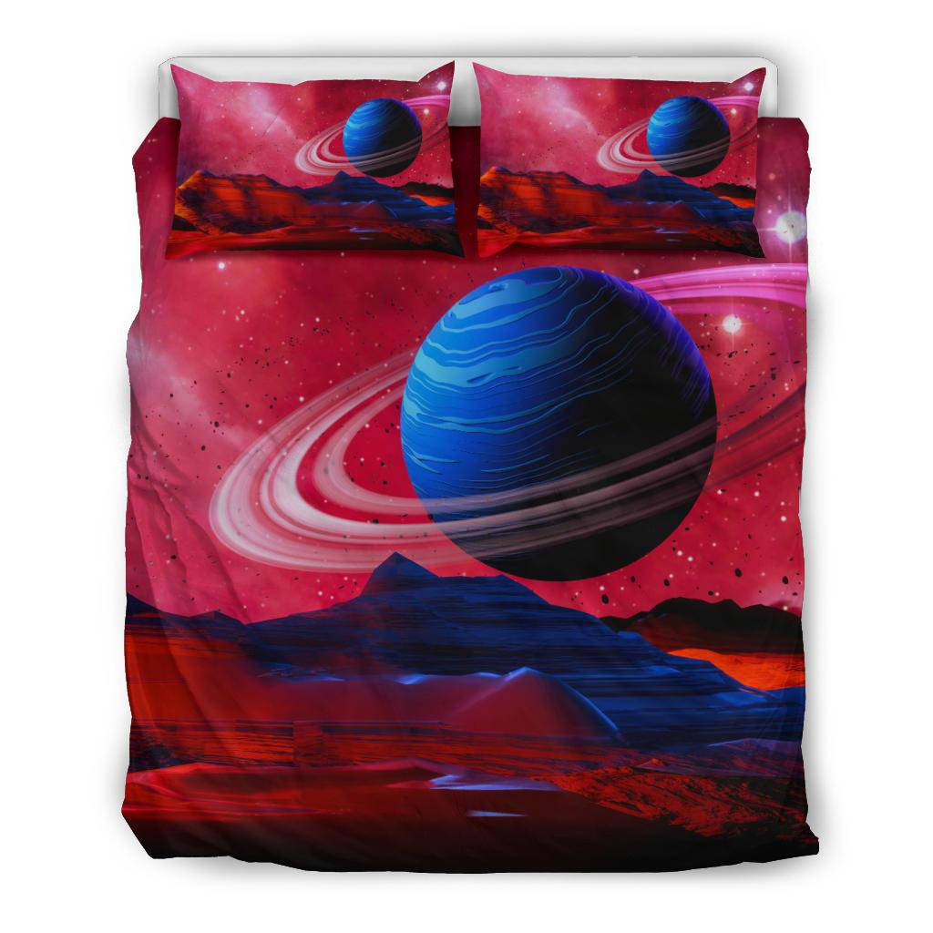 Fantasy Space Planet Surfase Univerce Stras Pink Bedding Set - Top Content | POD Collection | Free Shipping