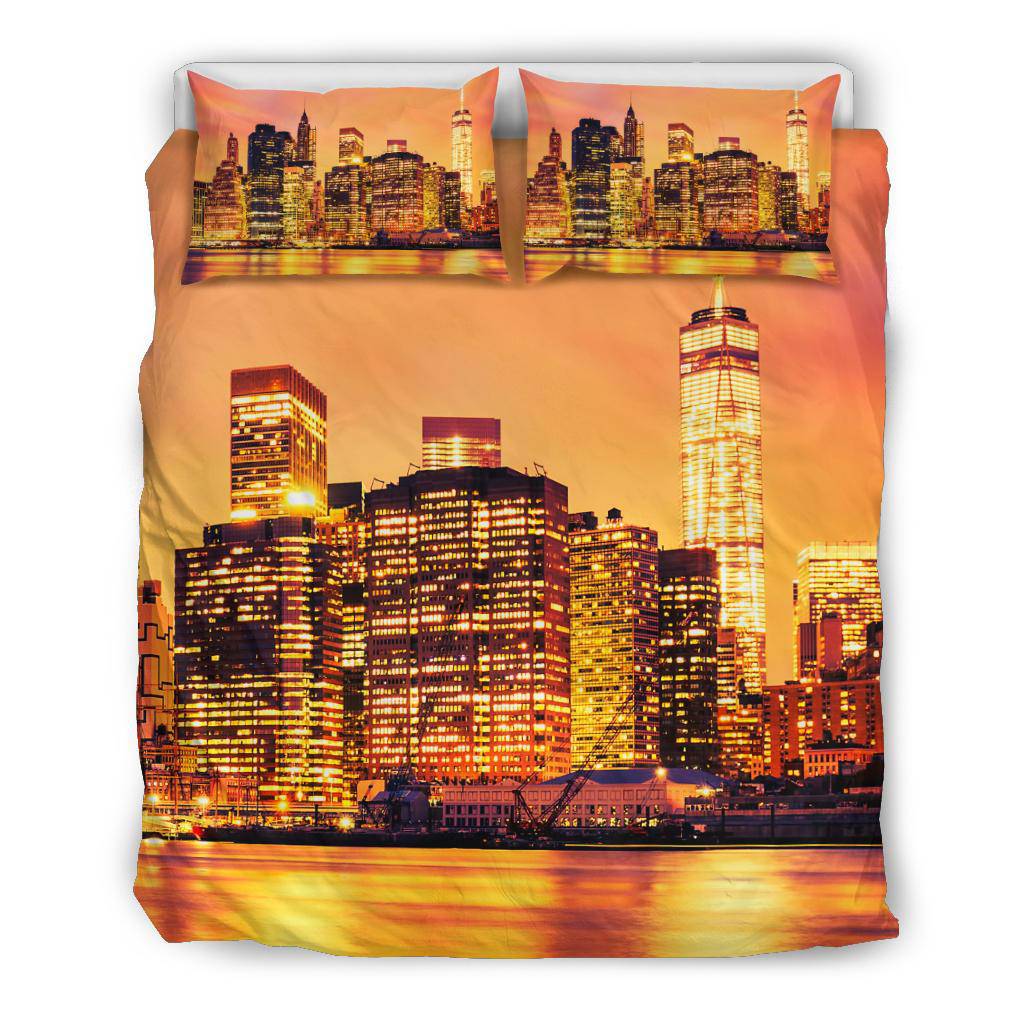 New York City Manhattan Midtown Sunset Lights Bedding Set - Top Content | POD Collection | Free Shipping