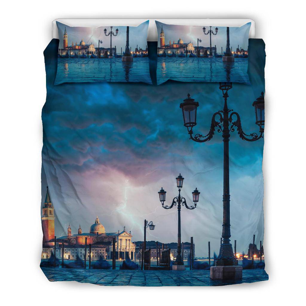 Floating Gondolas Lightining Stikes Rain Photography Bedding Set - Top Content | POD Collection | Free Shipping