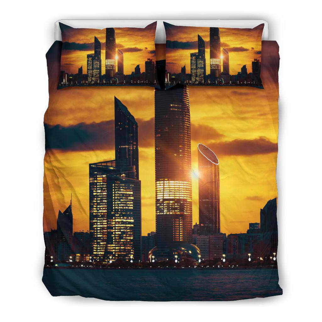 Abu Dhabi Skyline Sunset Arab Emirates Photography City Bedding Set - Top Content | POD Collection | Free Shipping