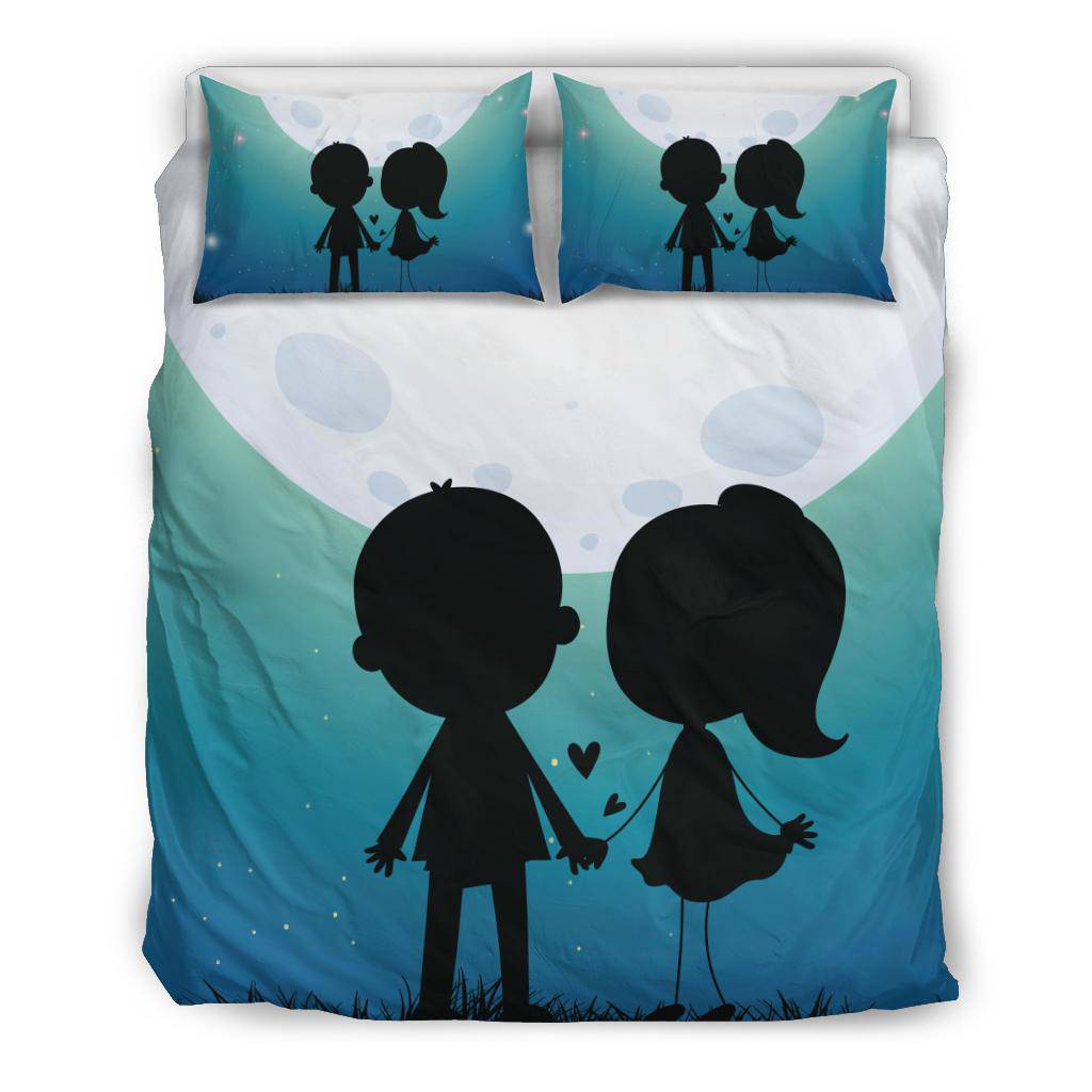 Couple Cartoon Silhouette Love Moonlight Bedding Set - Top Content | POD Collection | Free Shipping