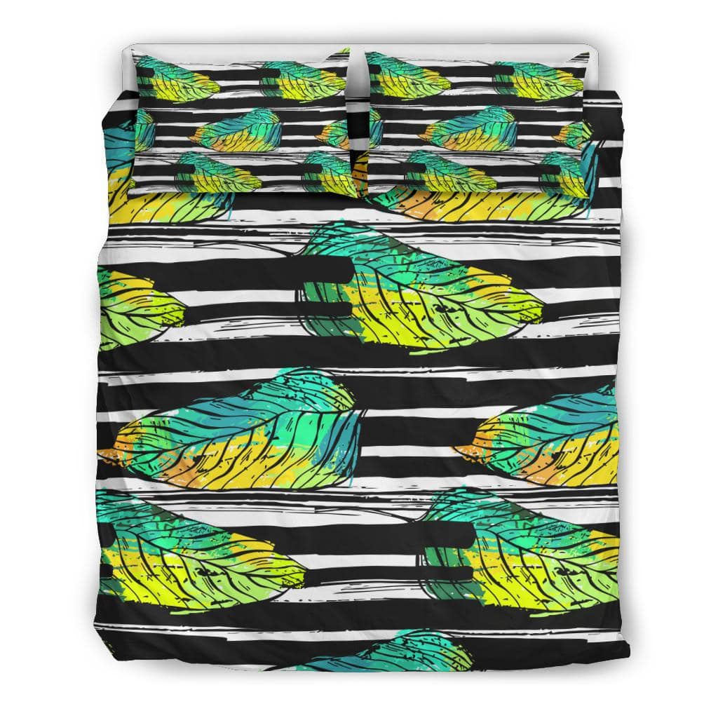 Hand Drawn Tropical Exotic Green Leaves Bedding Set - Top Content | POD Collection | Free Shipping