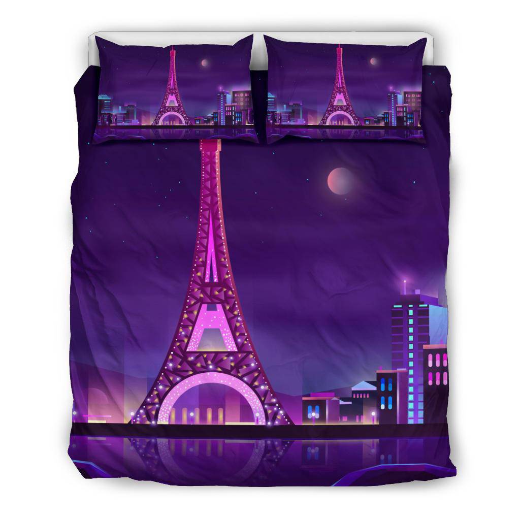 Paris Night Sky Street Light Cartoon Bedding Set - Top Content | POD Collection | Free Shipping