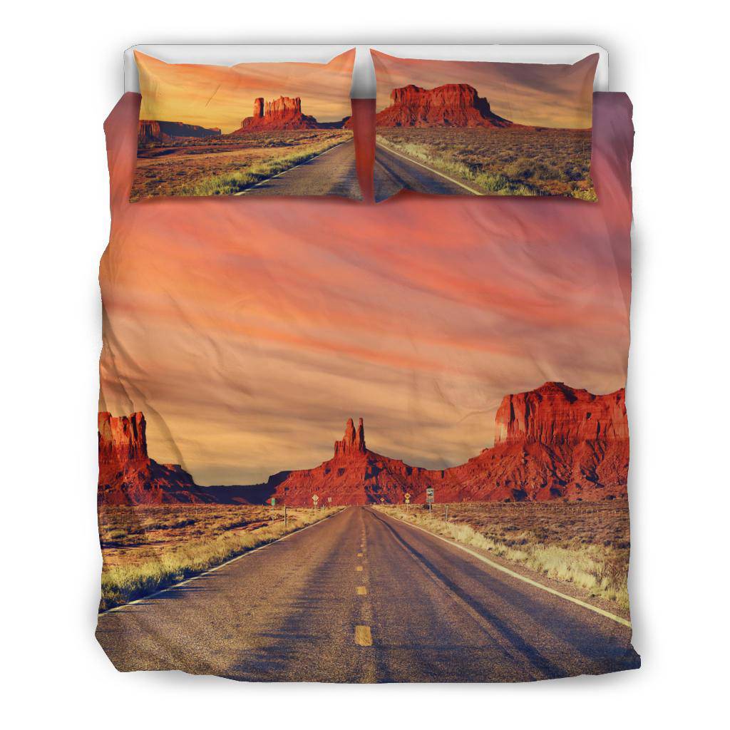 Road Monument Valley Sunset USA Photography Bedding Set - Top Content | POD Collection | Free Shipping