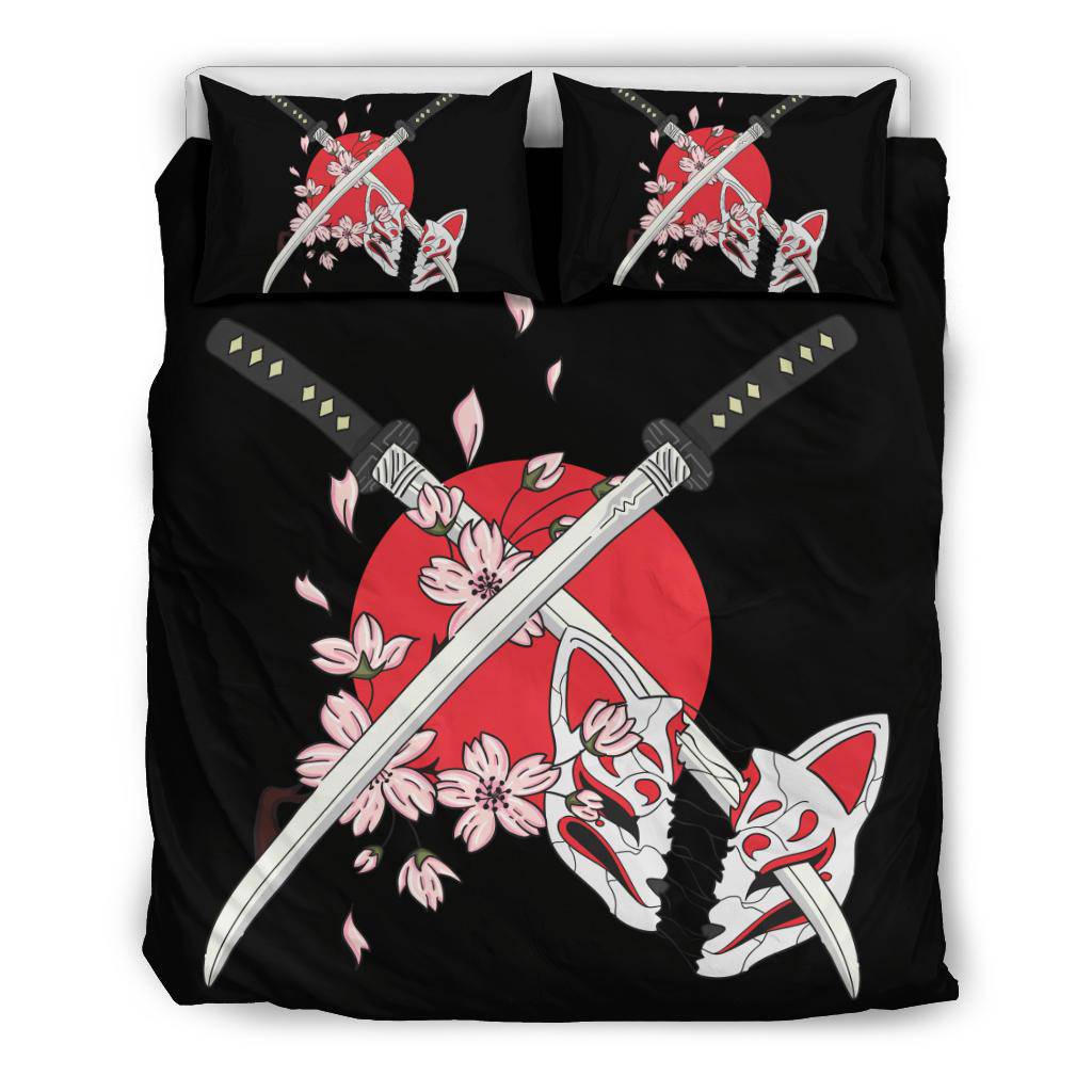 Swords Japanese Mask Kitsune Bedding Set - Top Content | POD Collection | Free Shipping