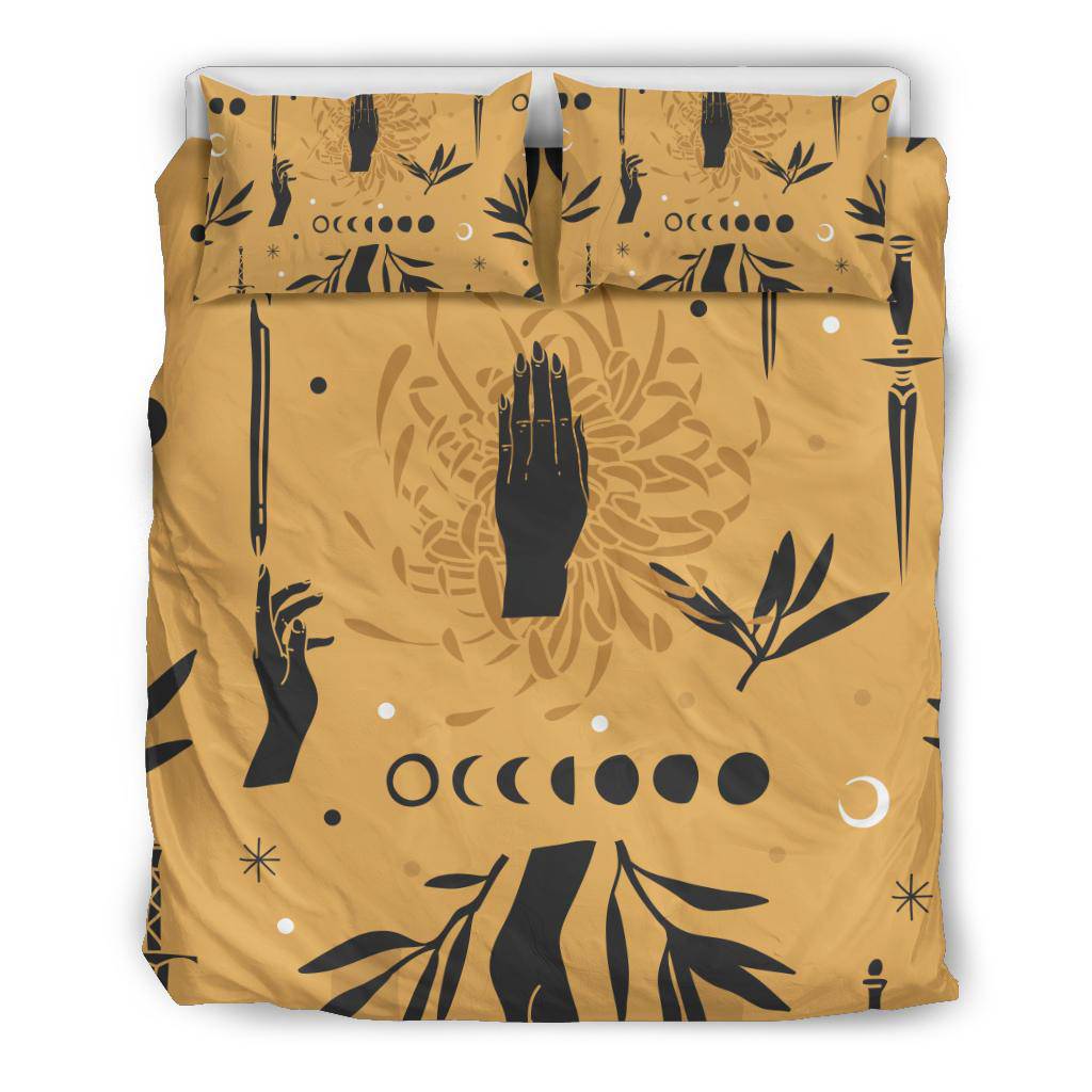 Yellow Icons Hand Drawn Moons Bedding Set - Top Content | POD Collection | Free Shipping