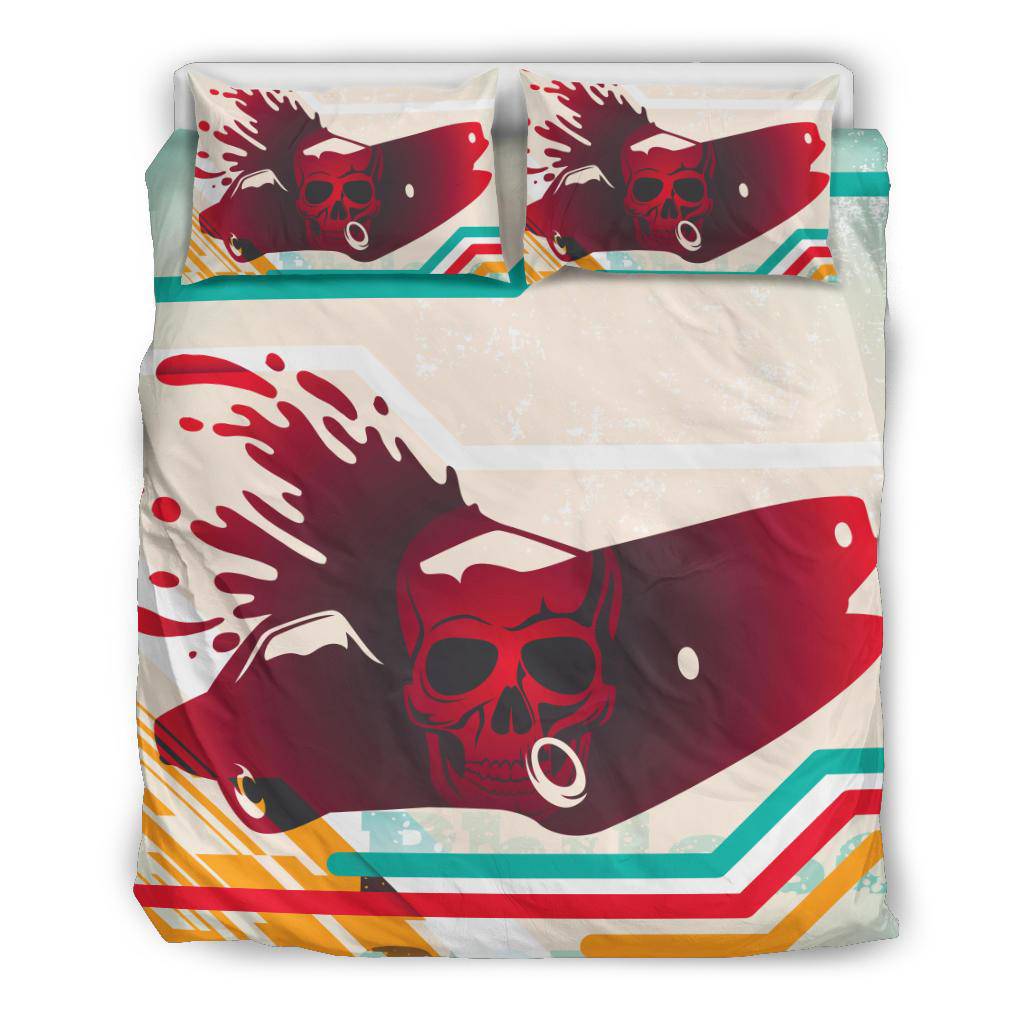 Abstract Art Human Skull Red Car Macabre Bedding Set - Top Content | POD Collection | Free Shipping