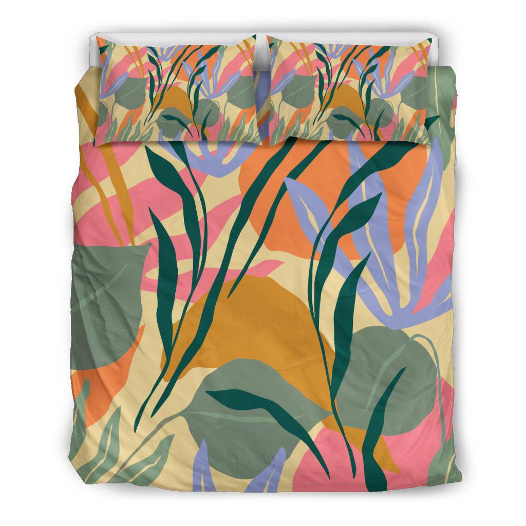 Colorful Leaves Plant Jungle Green Bedding Set - Top Content | POD Collection | Free Shipping