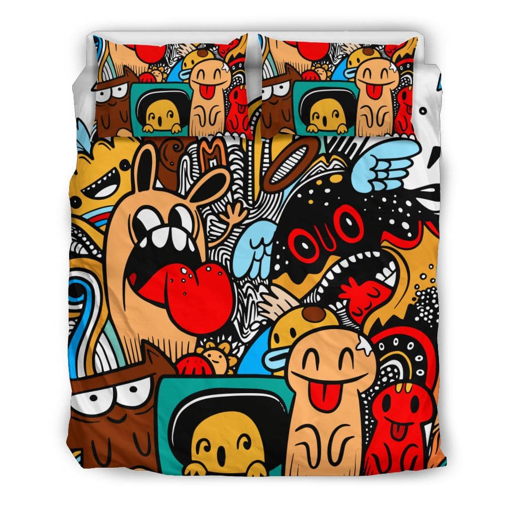 Funny Monster Drawing Graffiti Bedding Set - Top Content | POD Collection | Free Shipping