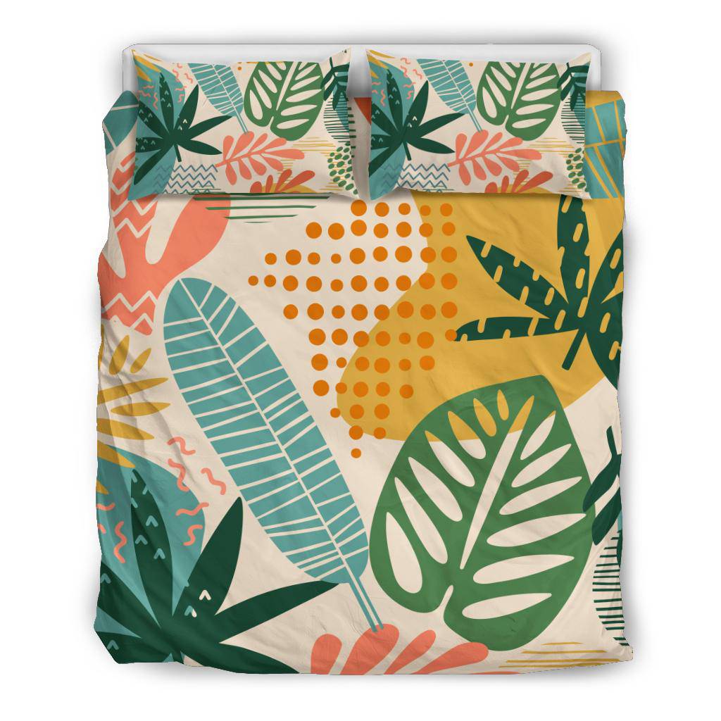 Tropical Leaves Nature Hand Drawn Bedding Set - Top Content | POD Collection | Free Shipping