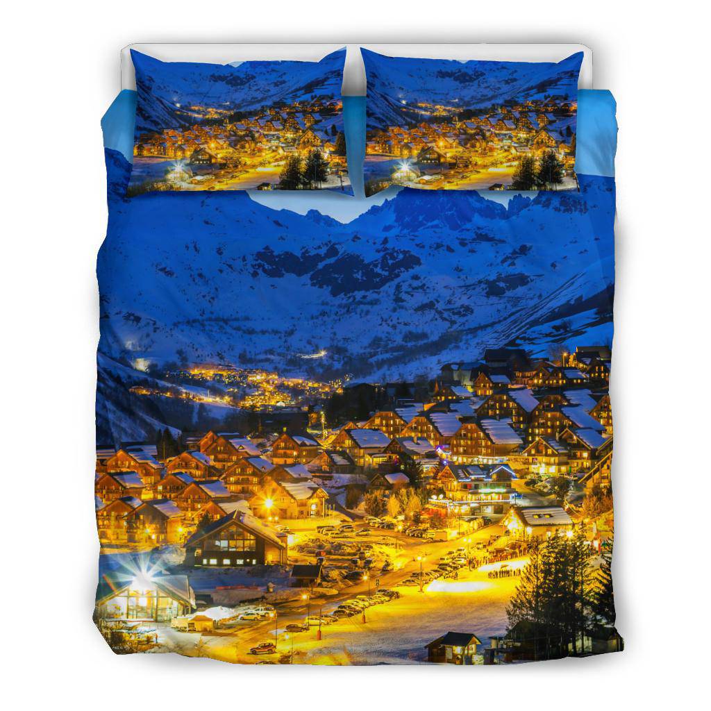 Winter Town France Travel Mountains Bedding Set - Top Content | POD Collection | Free Shipping