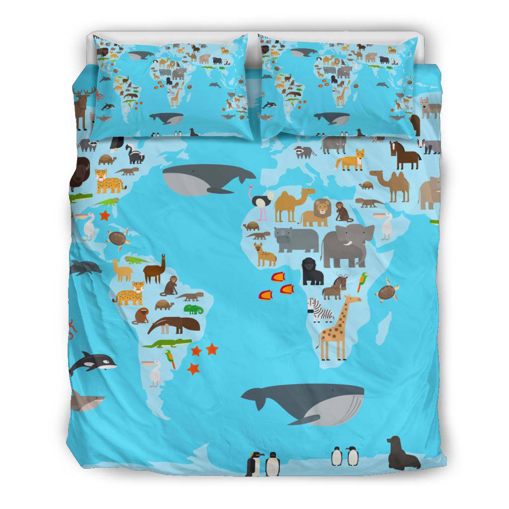 World Map Animals Travel Bedding Set - Top Content | POD Collection | Free Shipping