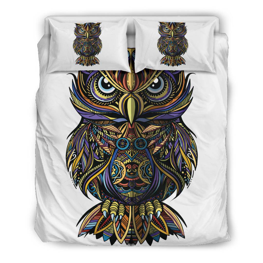 Colorful Owl Zentangle Style Bedding Set - Top Content | POD Collection | Free Shipping