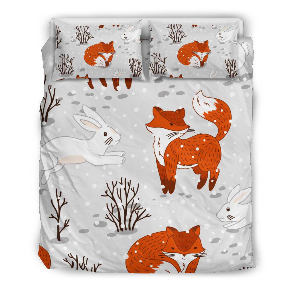 Cute Fox Bunny Winter Animals Bedding Set - Top Content | POD Collection | Free Shipping