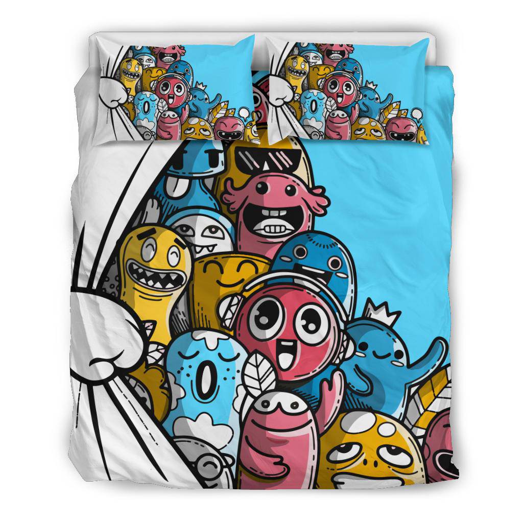 Cute Friendly Hand Drawn Monsters Bedding Set - Top Content | POD Collection | Free Shipping