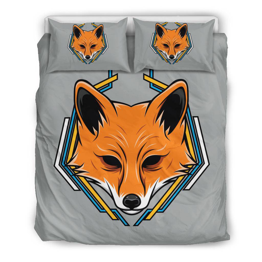 Geometric Fox Head Cartoon Bedding Set - Top Content | POD Collection | Free Shipping