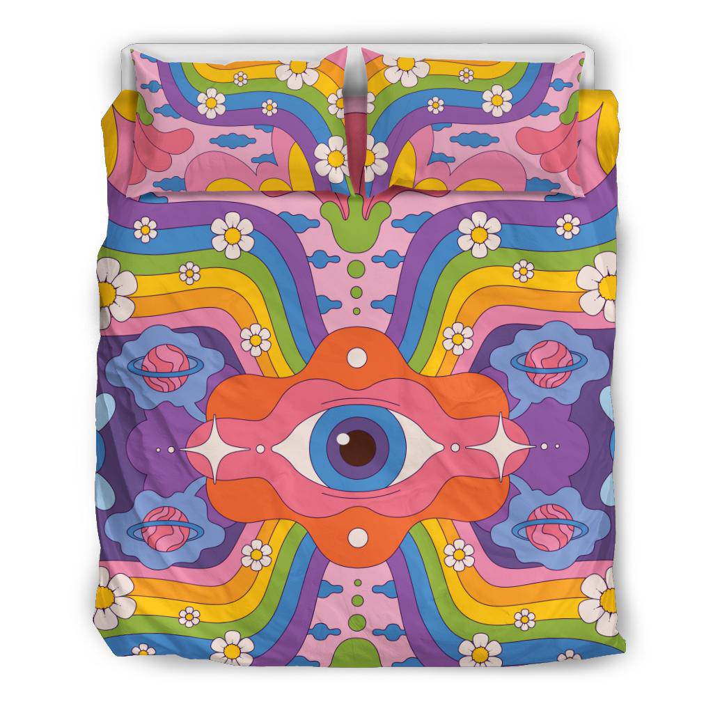 Hand Drawn Psychedelic Groovy Art Bedding Set - Top Content | POD Collection | Free Shipping