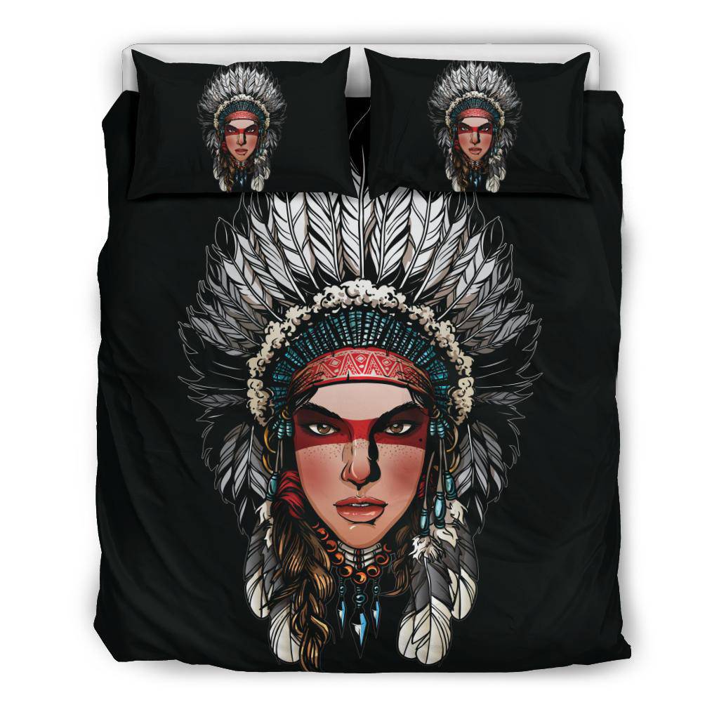 Native American Bonnet Cartoon Art Bedding Set - Top Content | POD Collection | Free Shipping