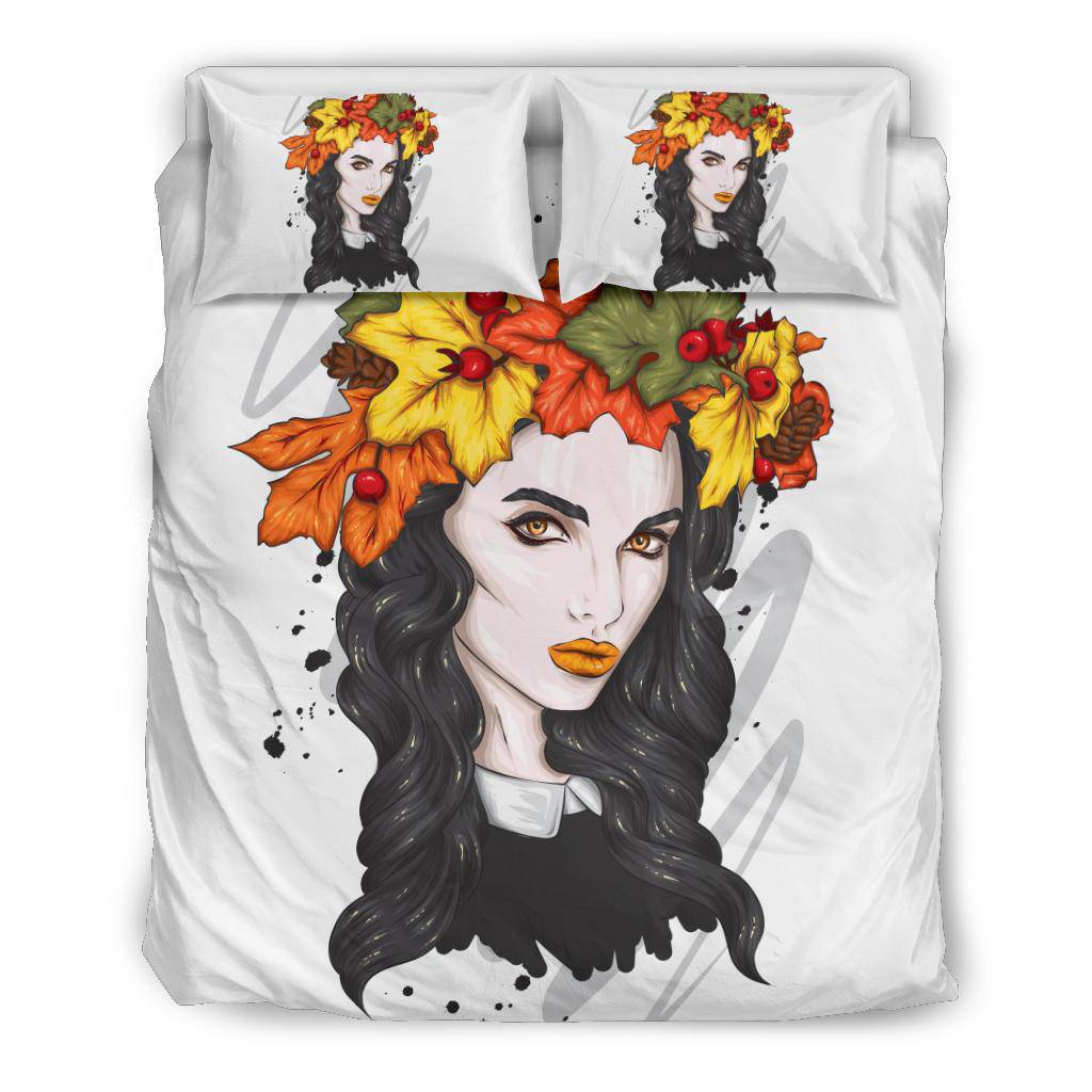 Autumn Leaves Wreath Girl Bedding Set - Top Content | POD Collection | Free Shipping