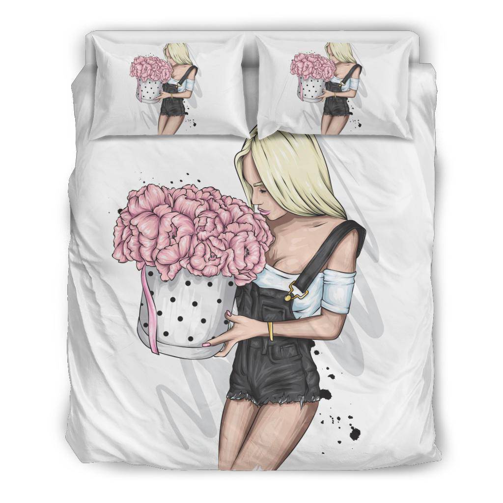 Beautiful Pink Flower Girl Bedding Set - Top Content | POD Collection | Free Shipping