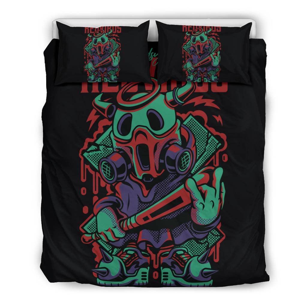 Red Virus Monster Art Cartoon Bedding Set - Top Content | POD Collection | Free Shipping