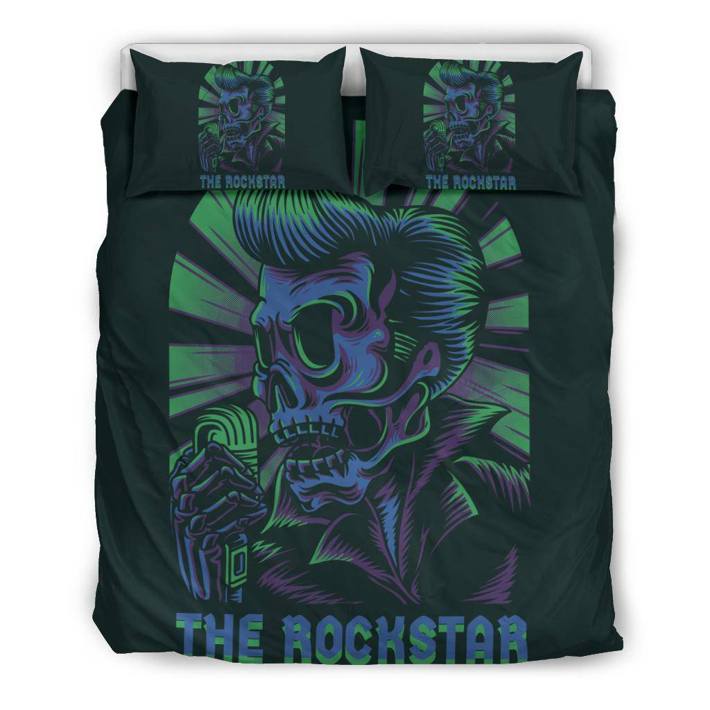 Elvi Skull The Rockstar Retro Cartoon Bedding Set - Top Content | POD Collection | Free Shipping