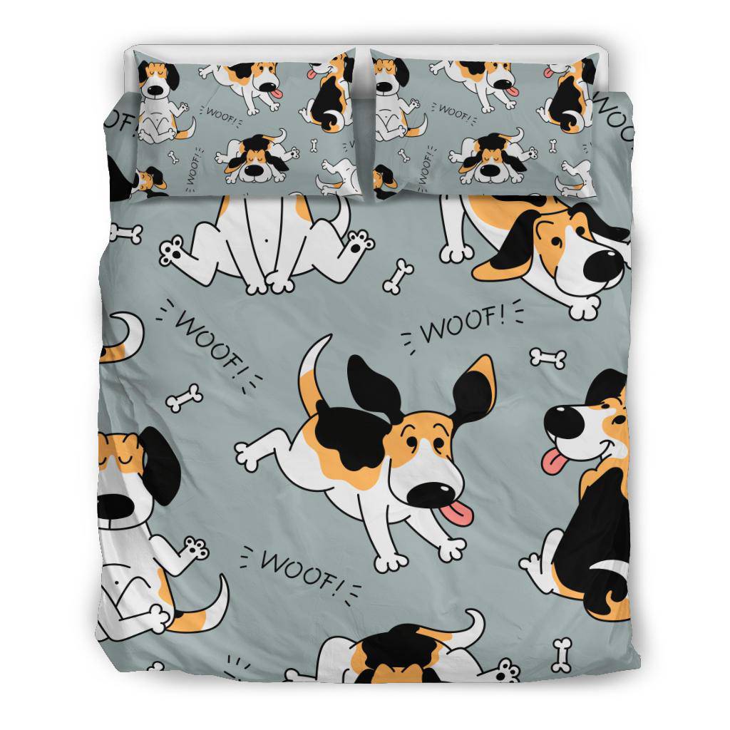 Sketch Beagle Dog Pattern Background Cartoon Bedding Set - Top Content | POD Collection | Free Shipping