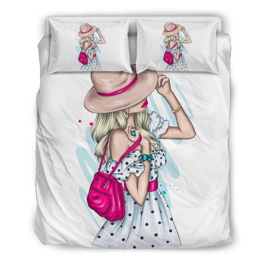 Stylish Summer Girl Cartoon Bedding Set - Top Content | POD Collection | Free Shipping