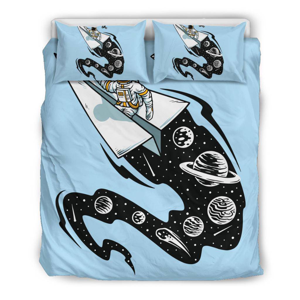 Astronaut Flying Paper Plane Cosmos Cartoon Bedding Set - Top Content | POD Collection | Free Shipping