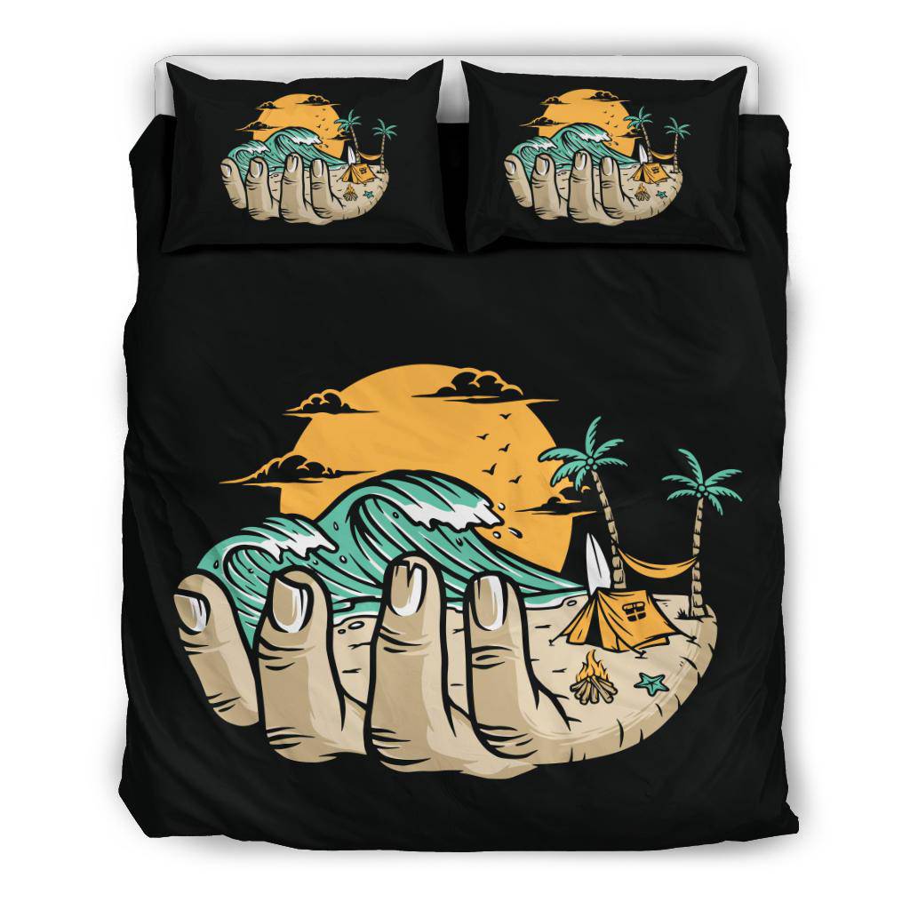 Beach In Your Hand Cool Illustration Bedding Set - Top Content | POD Collection | Free Shipping