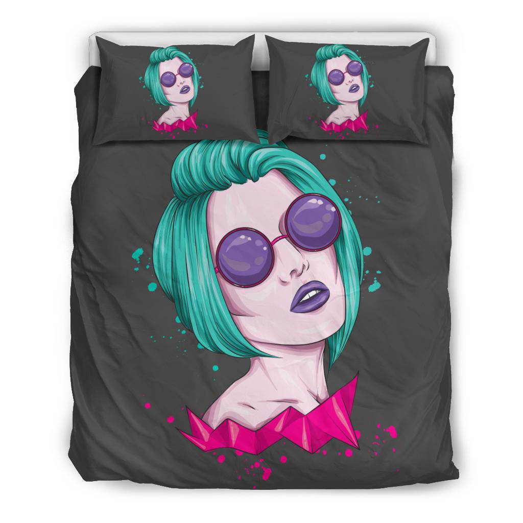 Beatiful Short Hair Girl Illustration Bedding Set - Top Content | POD Collection | Free Shipping