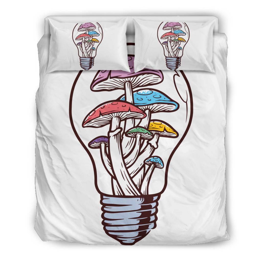 Colourful Light Magic Mushroom Illustration Bedding Set - Top Content | POD Collection | Free Shipping