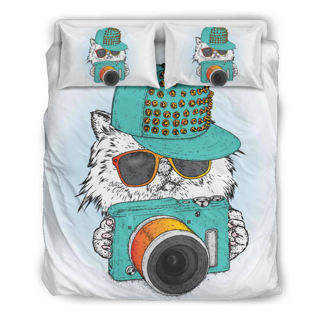 Cool Cat Cap Camera Photography Cartoon Bedding Set - Top Content | POD Collection | Free Shipping