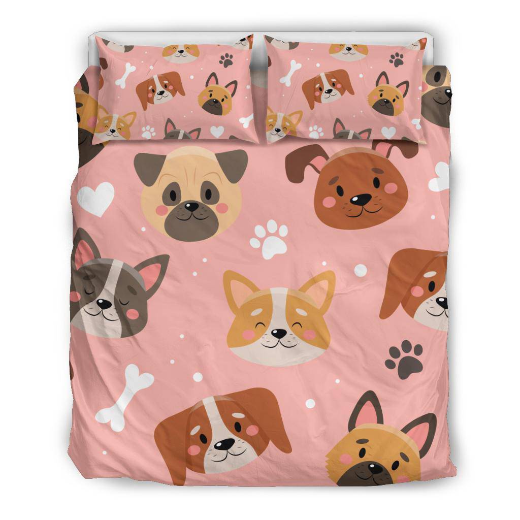 Cute Dog Paws And Bones Background Illustration Bedding Set - Top Content | POD Collection | Free Shipping