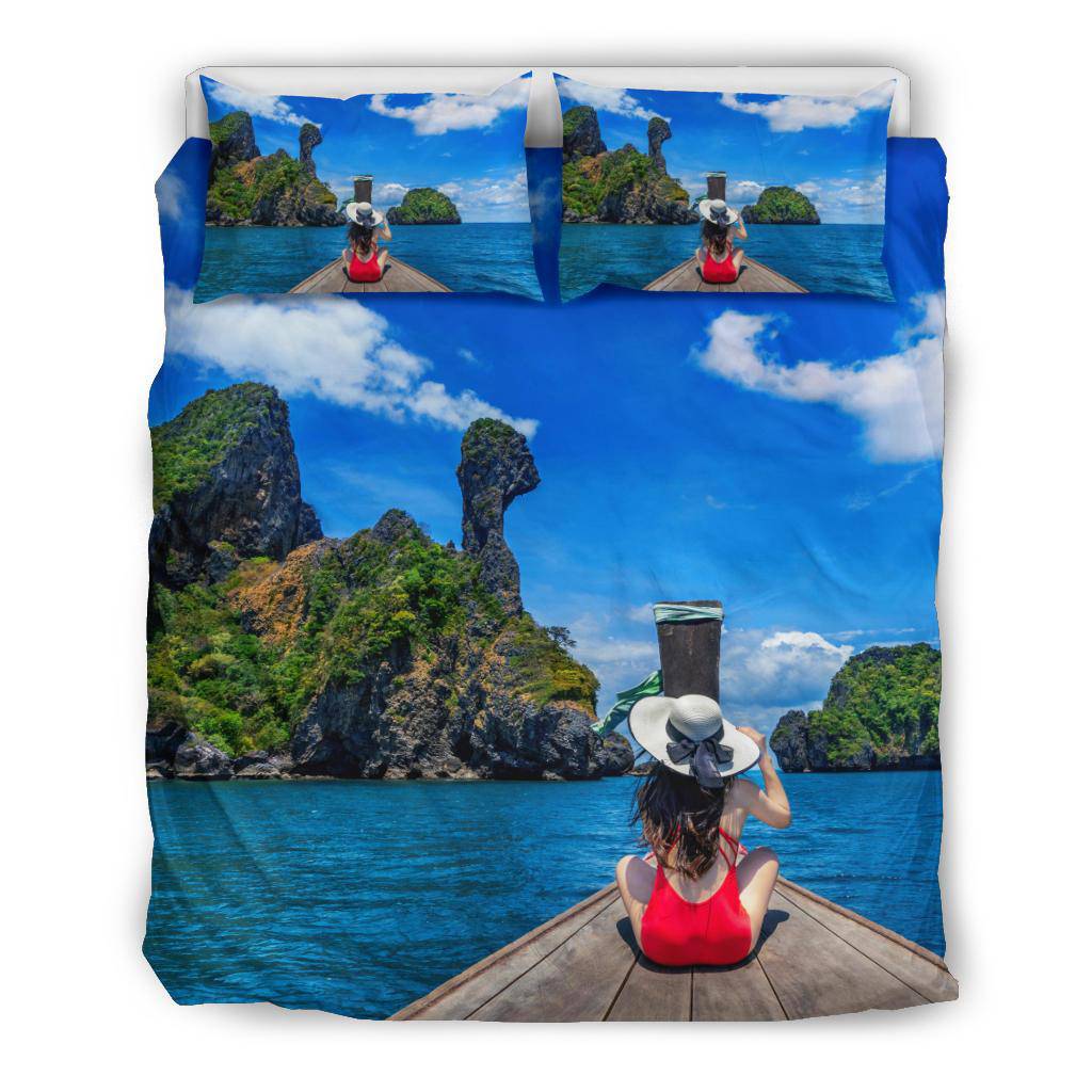 Thailand Island Girl Boat View Bedding Set - Top Content | POD Collection | Free Shipping