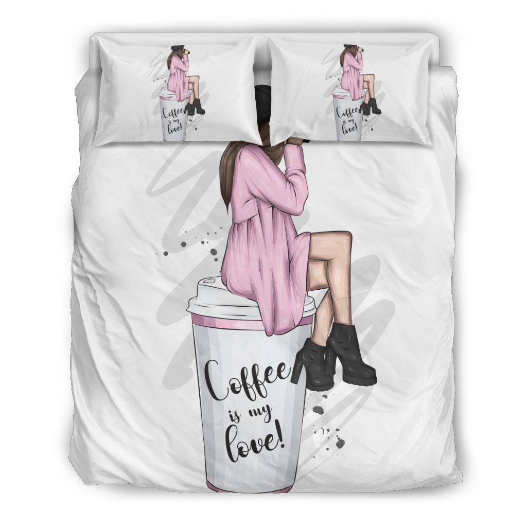 Beautiful Girl Coffee is my love cup Bedding Set - Top Content | POD Collection | Free Shipping