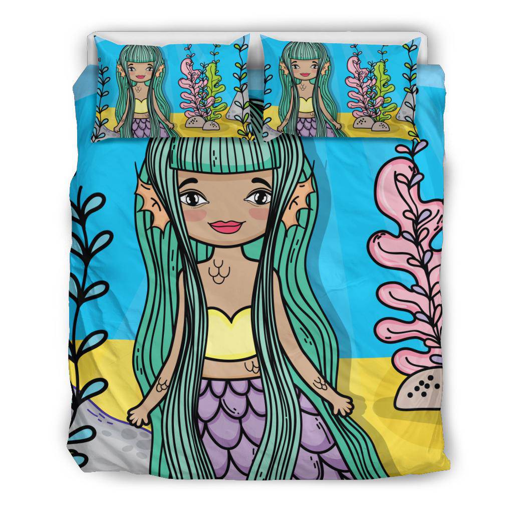 Cute Little Mermaid Cartoon Underwater World Bedding Set - Top Content | POD Collection | Free Shipping