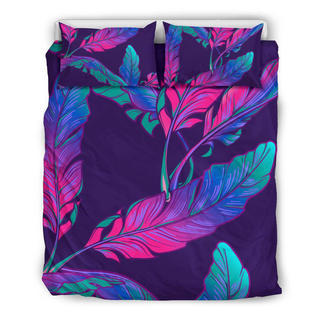 Dark Purple Banana Plant Leaves Bedding Set - Top Content | POD Collection | Free Shipping