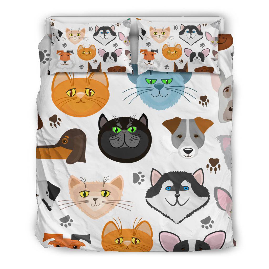 Dog Cat Cute Background Patters Bedding Set - Top Content | POD Collection | Free Shipping