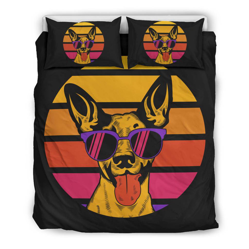 Dog Sunset Retro Cartoon Illustration Bedding Set - Top Content | POD Collection | Free Shipping