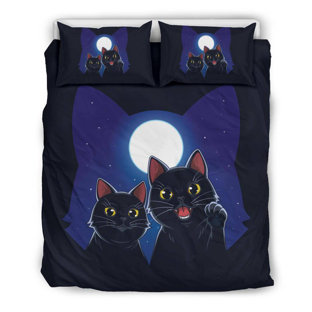 Black Cats in the Moonlight Night Sky Bedding Set - Top Content | POD Collection | Free Shipping