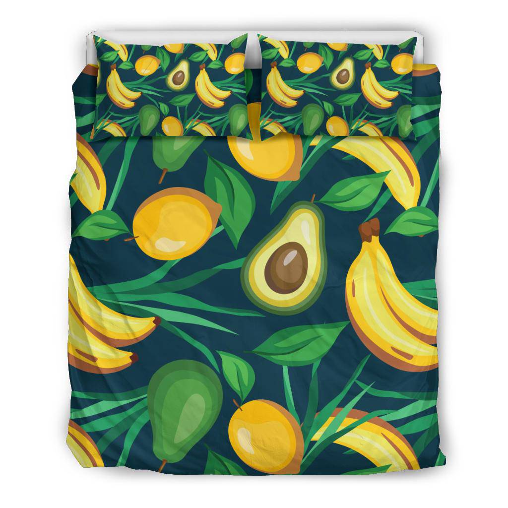 Colorful Banana Avocado Lemon Fruits Pattern Bedding Set - Top Content | POD Collection | Free Shipping