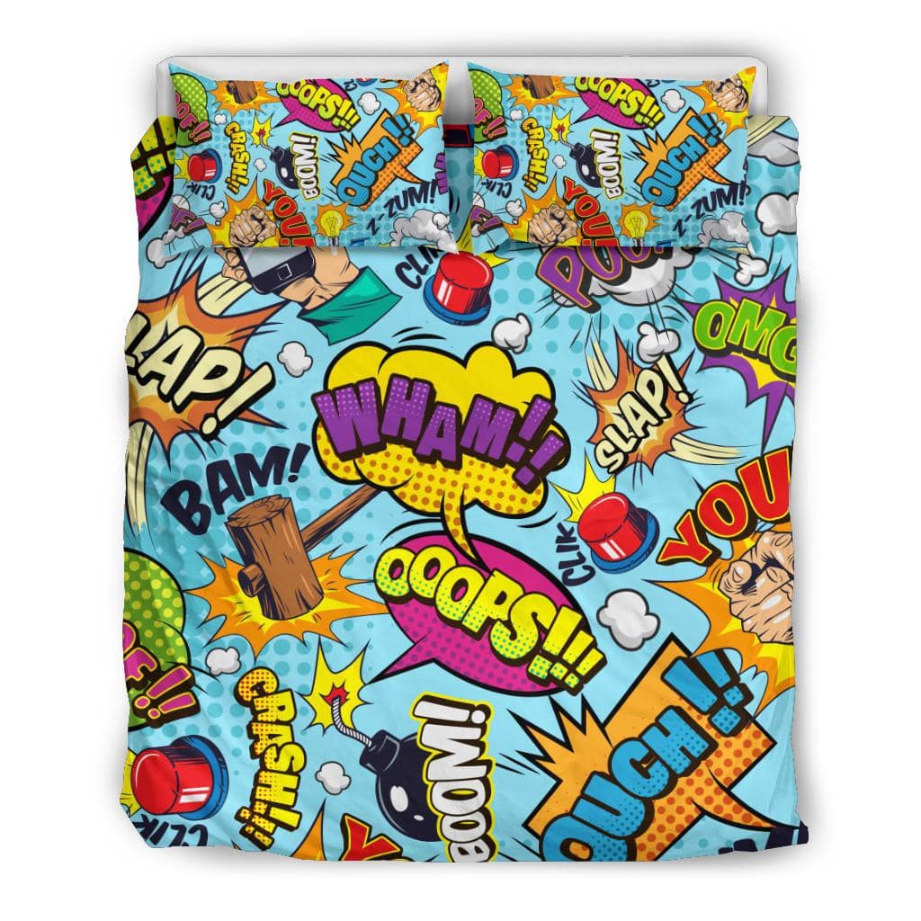 Colorful Comic Elements OMG BOOM SLAP Bedding Set - Top Content | POD Collection | Free Shipping