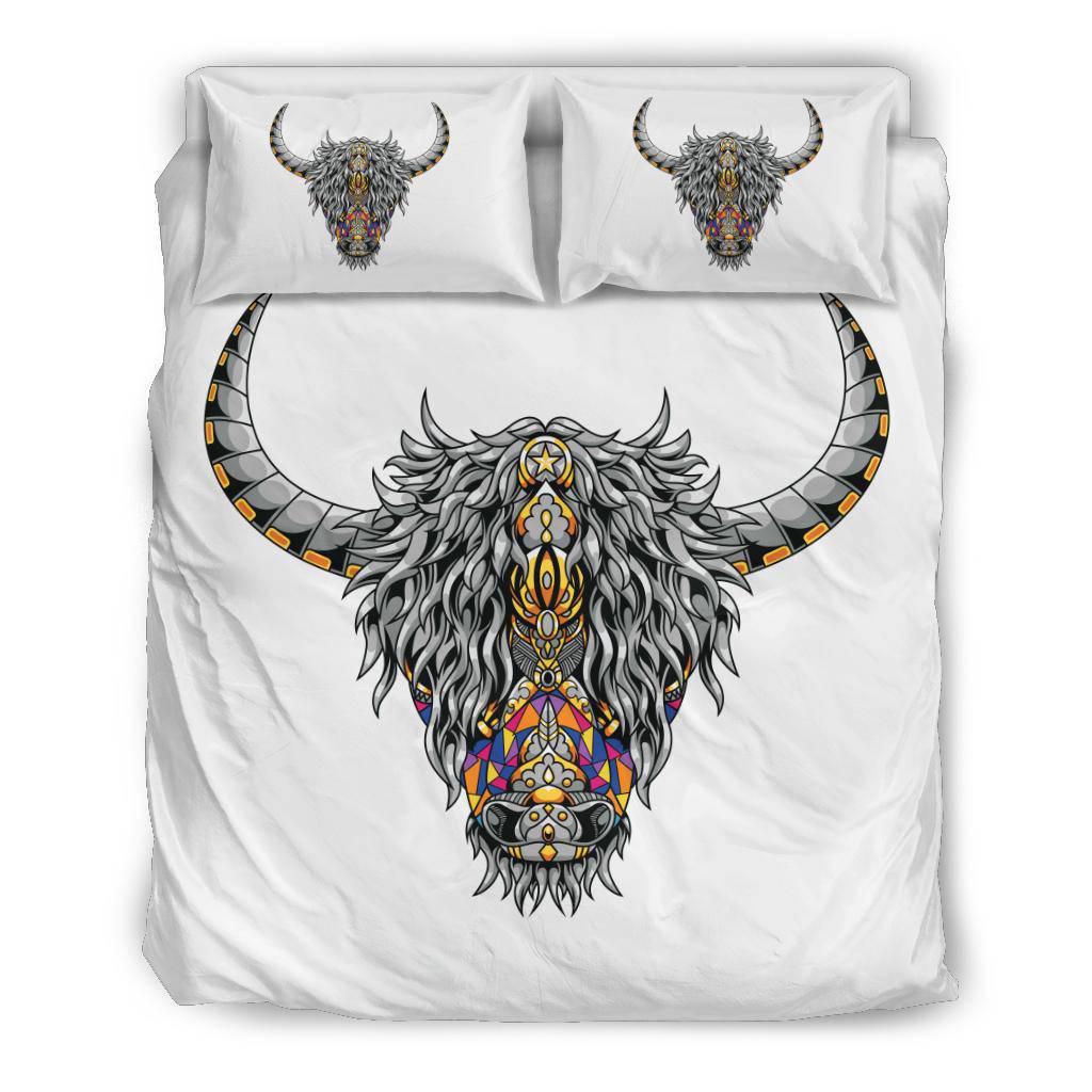 Highland Cow Mandala Zentangle Colourful Illustration Bedding Set - Top Content | POD Collection | Free Shipping